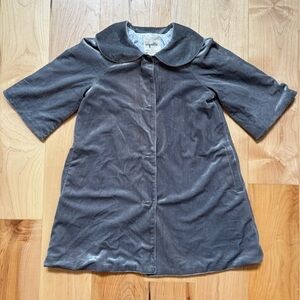 NEW Vignette Jane Girls Silver Gray Velvet Coat with Peter Pan Collar